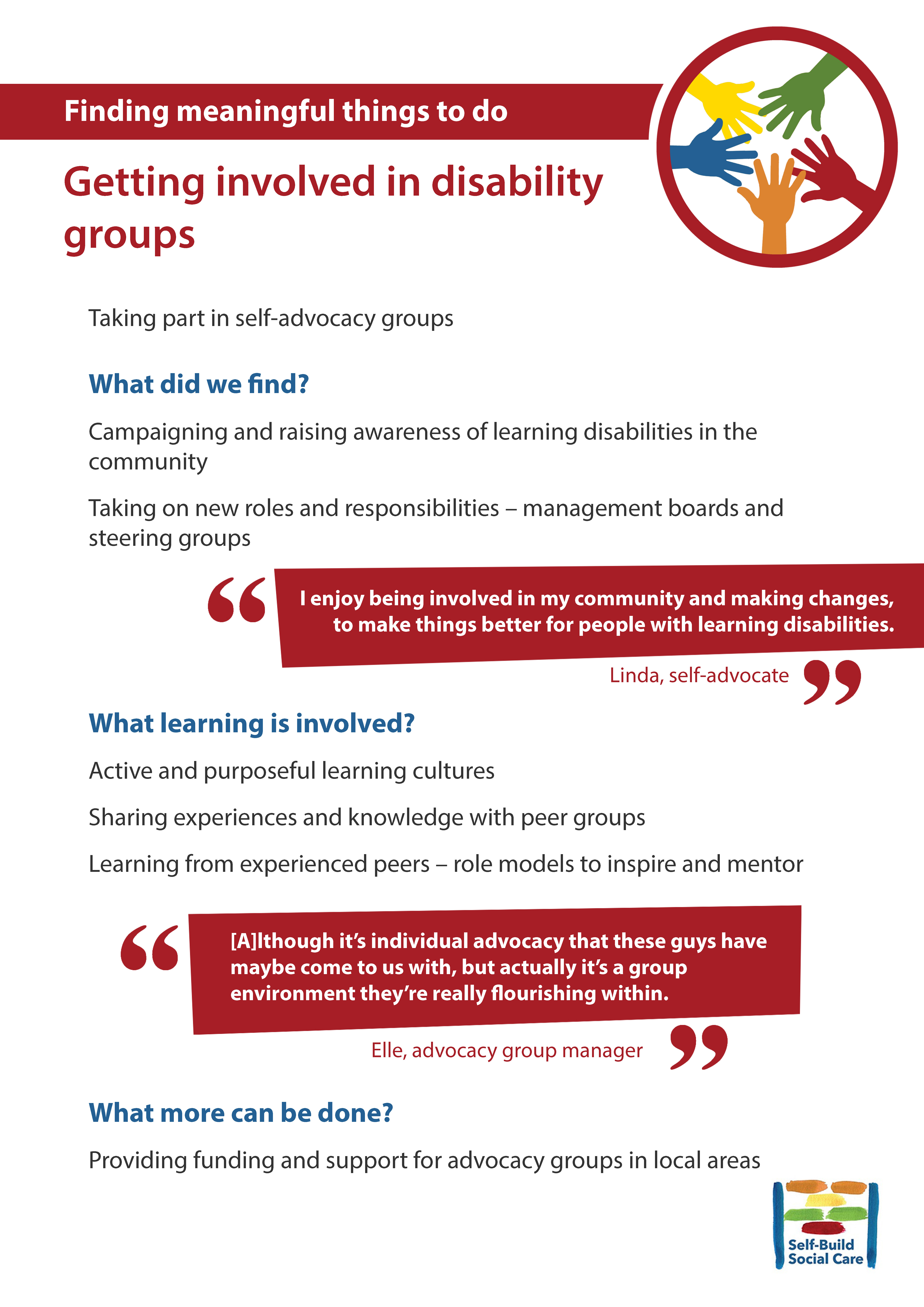 Getting involved in disability groups